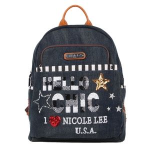NICOLE LEE THEORA SEQUIN DENIM BACKPACK
